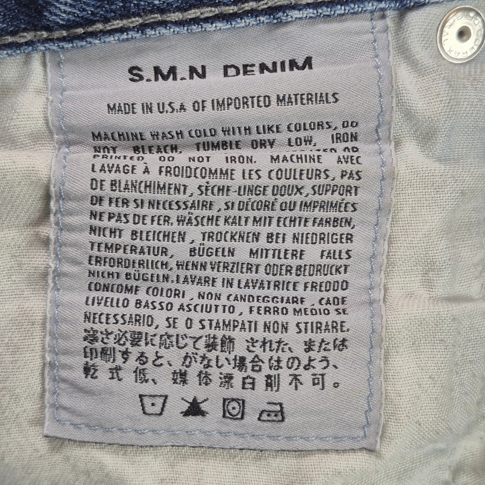 S.M.N. Denim The Hunter Selvedge Jeans Mens 36x32 Blue Standard Slim Made in USA - Picture 6 of 11